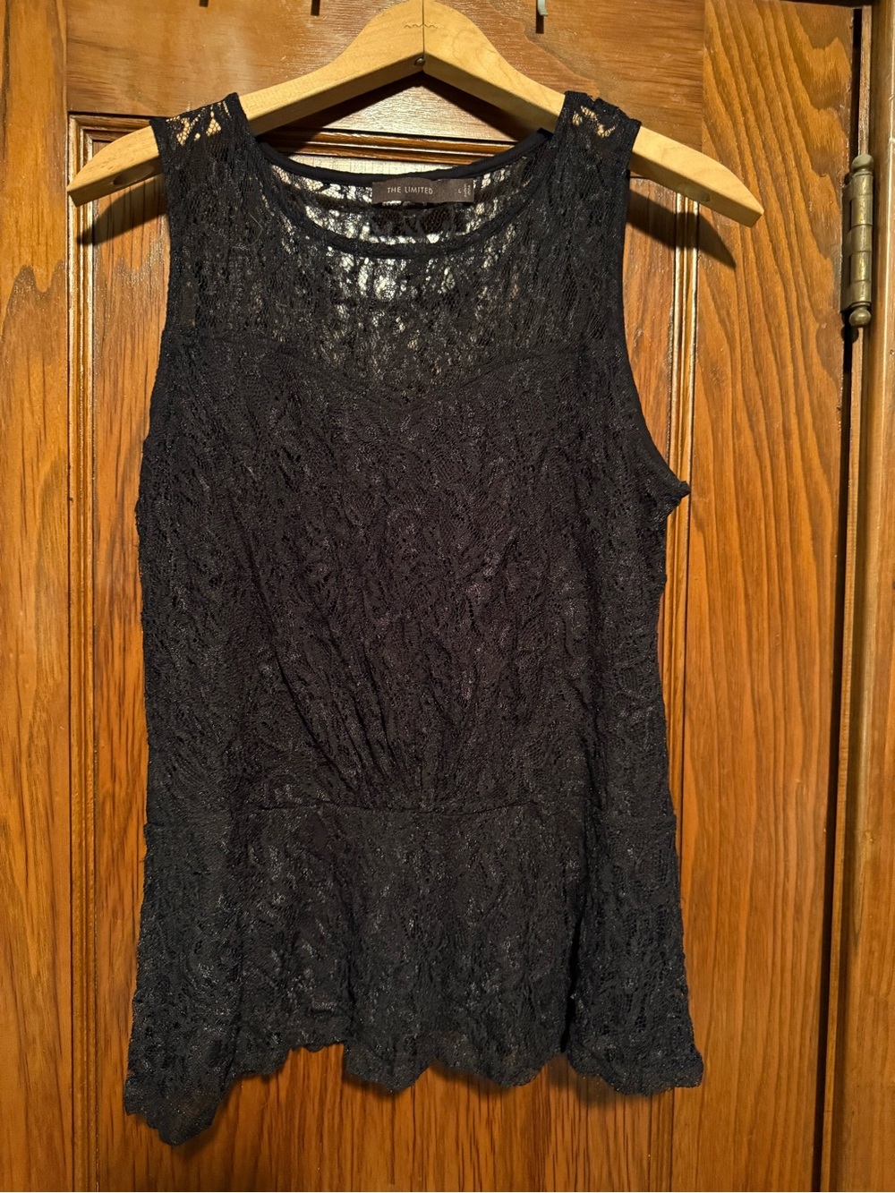 The Limited Black Lace Sleeveless Peplum Camisole